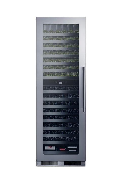 Full-size built-in 24inch wide 18inch deep 98-bottle dual zone wine cellar