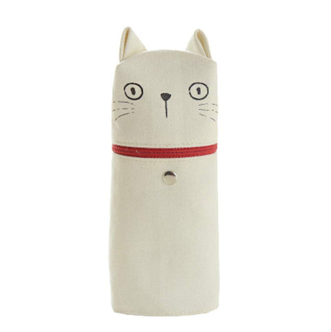 Cute Standable White Daze Cat Pencil Pen Holder with Handle for Students Office