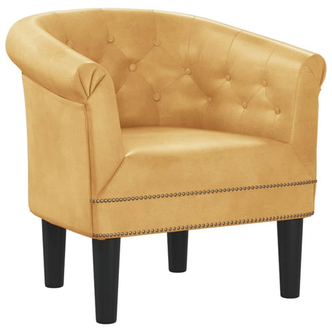 vidaXL Tub Chair, Comfy Tub Club Chair, Accent Barrel Armchair for Living Room Bedroom, Single Sofa Tub Bucket Chair, Gold Faux Leather