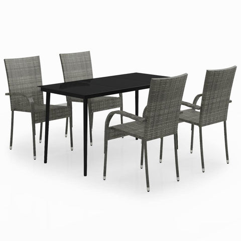 vidaXL Patio Dining Set 5 Piece Garden Outdoor Lawn Yard Terrace Balcony Dining Dinner Table and Chair Seat Seating Furniture Gray and Black