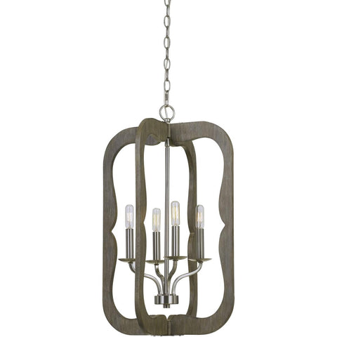 Cal Lighting FX-3682-4 40W X 4 Portici Wood Pendant Fixture (Edison Bulbs Not Included), 26.50x16.30x16.30