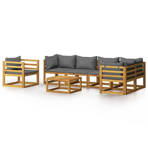vidaXL 7 Piece Solid Acacia Wood Garden Lounge Set in Gray/Brown