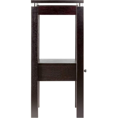 Oakestry Linea Composite Wood Phone Stand Dark Brown Finish Solid Wood Construction Rich Dark Brown Finish Stylish Freestanding Stand with Drawer and Shelf Deal for Entryway Bedroom or Living Room