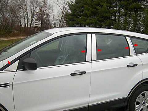 QAA is Compatible with 2013-2019 Ford Escape 10 Piece Stainless Pillar Post Trim, No keyless Entry Access, Includes Front Triangle Piece PP53367