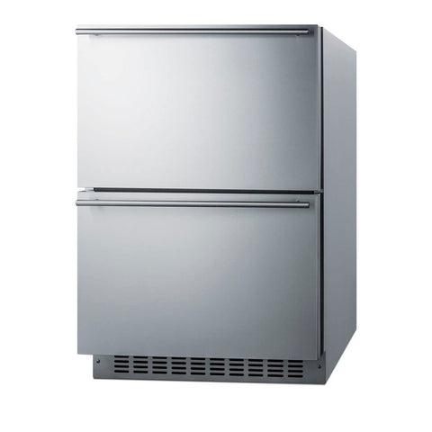 Summit 24” Two Drawer Refrigerator, 3.7 cu.ft. Capacity, ADA Compliant, Outdoor Stainless Steel, Panel Ready Capable*- ADRD241CSS (*Panels not include)