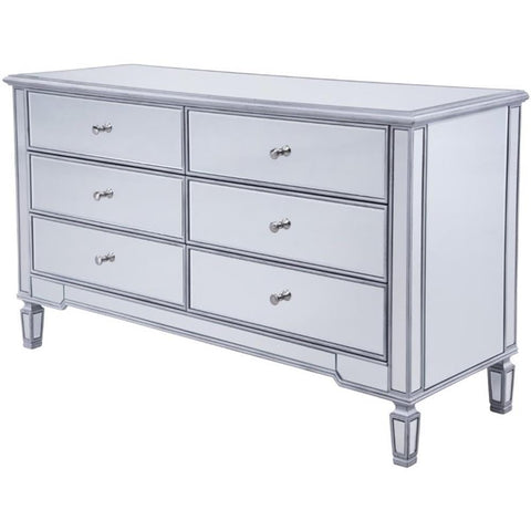 Elegant Decor 6 Drawers Cabinet 60 in. x 20 in. x 34 in. in Silver Paint (MF6-1036S)