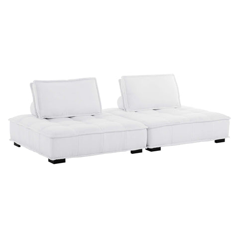 Modway Saunter Tufted Fabric 2-Piece Loveseat in White
