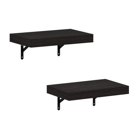 Furinno Tanna Floating Shelves for Wall Set of 2, 15-Inch Wall Shelf, Triple Thick Floating Mounted Shelf, for Bathroom, Home Office, Living Room, Tobacco Oak
