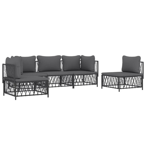 vidaXL Patio Furniture Set 5 Piece, Sectional Sofa with Cushions, Patio Lounge Set for Outdoor Garden Lawn Backyard, Anthracite Steel