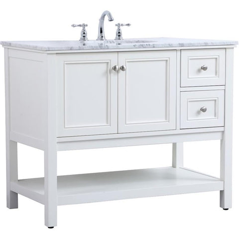 Elegant Decor Metropolis 42" Single Marble Top Bathroom Vanity in White
