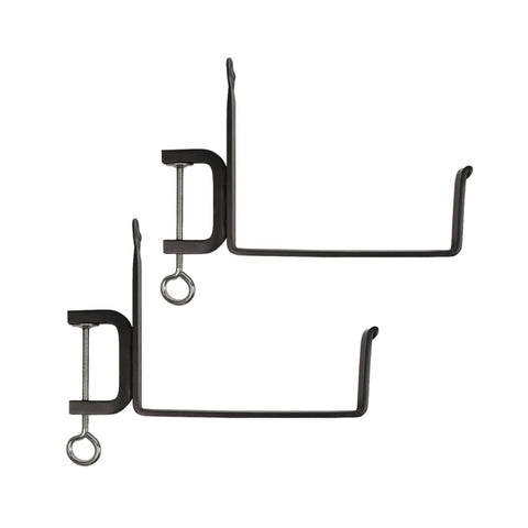 Oakestry Clamp on Flower Box Brackets Pair Eight Inch Railing Mounted Planter Supports for Balcony Deck Fence Rail No Drill Metal Holders for Outdoor Window Garden Flower Display