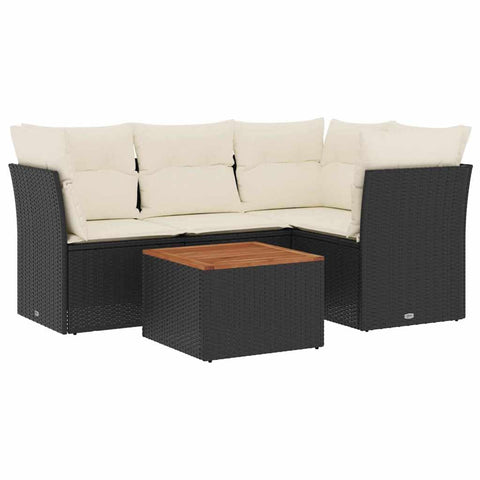 vidaXL Patio Sofa Set with Cushions 5 Piece, Outdoor Conversation Set with Storage, Patio Furniture Set, Modern Style, Black Poly Rattan
