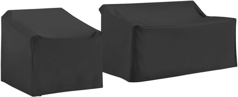 2Pc Outdoor Furniture Cover Set Black - Chair & Loveseat
