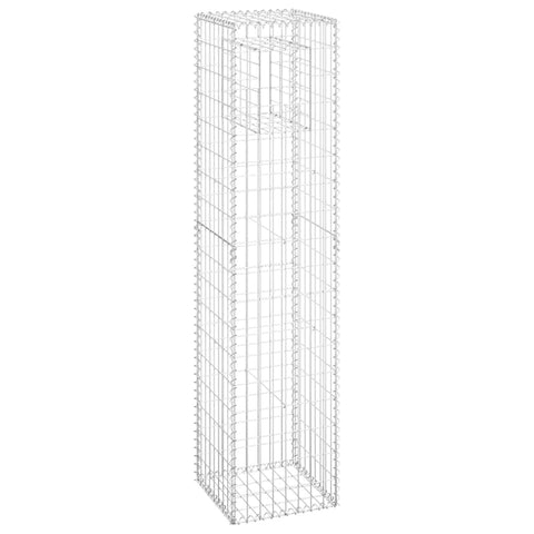 vidaXL Gabion Basket Post - -Proof Iron Gabion Wall for Outdoor, Garden Privacy, Patio Decor, 15.7"x15.7"x70.9", Silver Mesh Iron Column