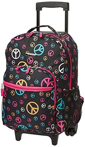Rockland Double Handle Rolling Backpack, Peace, 17"