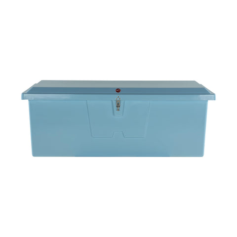 Taylor Made Stow N’ Go Deep Fiberglass Dock Box, Medium (27"H X 72"W X 26"D), Ice Blue, Smooth Interior Finish, Lockable Latch, Stainless-Steel Hardware - 83554IB