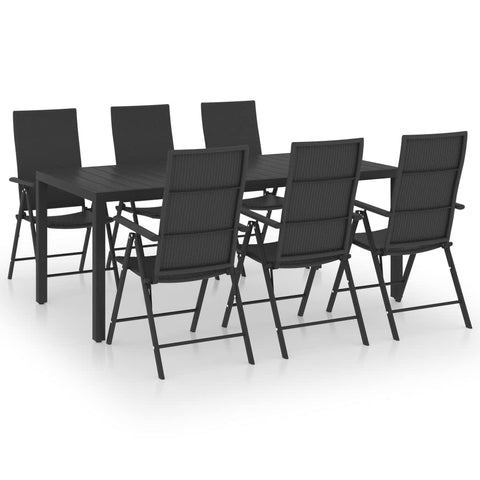 vidaXL Patio Dining Set 7 Piece Garden Dinner Dinette Table Chair Balcony Backyard Terrace Outdoor Home Decor Seating Furniture Black