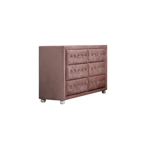 Acme Furniture Reggie Dresser in Pink Fabric