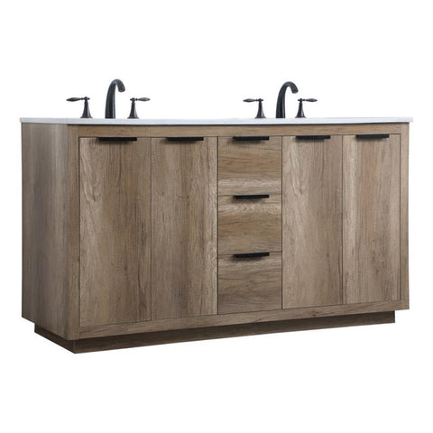 Elegant Kitchen and Bath Blake 60" Solid Wood Double Bathroom Vanity in Oak