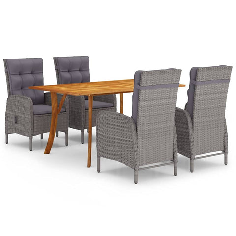 vidaXL Patio Dining Set 5 Piece Garden Outdoor Lawn Yard Terrace Balcony Seat Seating Sitting Dinner Chair and Table Furniture Gray