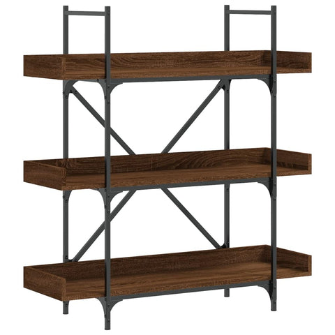 vidaXL Bookcase 3-Tier, Bookcase with Open Shelves, Storage Display Shelf Rack for Office Living Room, Industrial Style, Brown Oak Engineered Wood