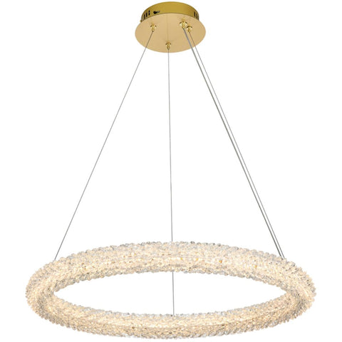 Elegant Lighting Bowen 26" 1-Light Metal Adjustable LED Chandelier in Gold