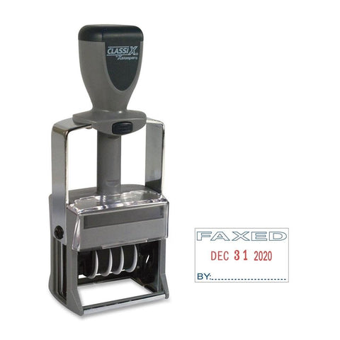 Xstamper Heavy-Duty Self-Inking FAXED Date Stamp, Red/Blue (XST40310)