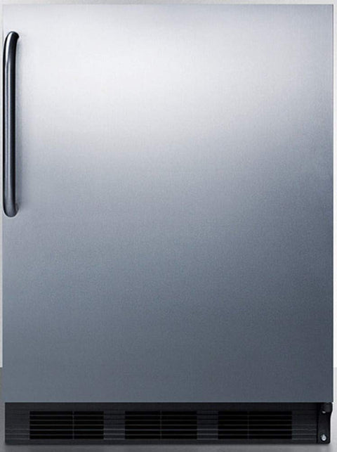 Summit Appliance CT663BKSSTBADA ADA Compliant Freestanding Counter Height Refrigerator-Freezer for Residential Use, Cycle Defrost with Stainless Steel Wrapped Door, Towel Bar Handle and Black Cabinet