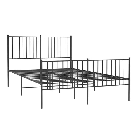 vidaXL Bed Frame Black Powder-Coated Steel Double Bed Frame