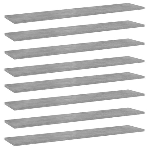 vidaXL 8-Piece Bookshelf Boards in Concrete Gray - Engineered Wood - Versatile, Easy to Clean Bookcase Replacement Boards for Modern Home DÃ©cor