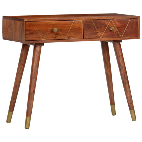 vidaXL Console Table, Wooden Accent Side Table, Storage End Table for Living Room, Rectangle Console Cabinet, Retro Style, Solid Wood Acacia