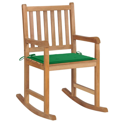 vidaXL Rocking Chair, Outdoor Rocking Chair with Cushion, Porch Rocker Patio Rocking Chair for Garden Balcony Backyard, Solid Wood Teak
