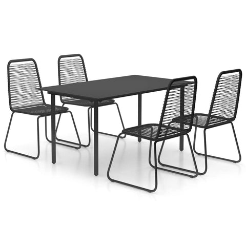 vidaXL Patio Dining Set 5 Pieces Garden Outdoor Balcony Backyard Terrace Dinner Dinette Table Chairs Home Furniture PVC Rattan Black