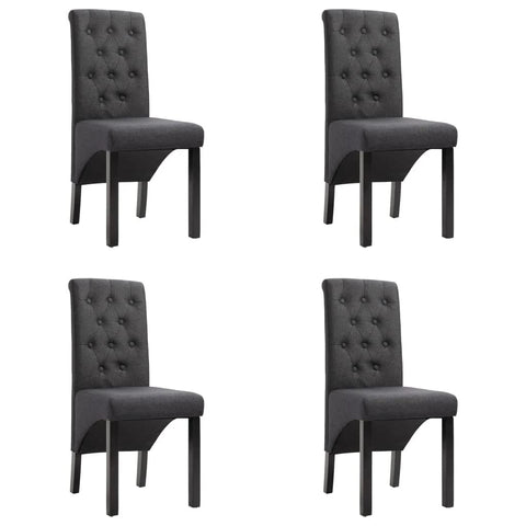 vidaXL Dining Chairs 4 Pcs, Side Chair with Solid Wood Legs, Upholstered Fabric Accent Chair for Home Kitchen Living Room, Dark Gray Fabric