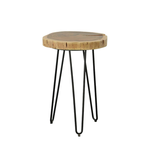 Lila Live Edge Accent Table: Natural/Black Metal Frame