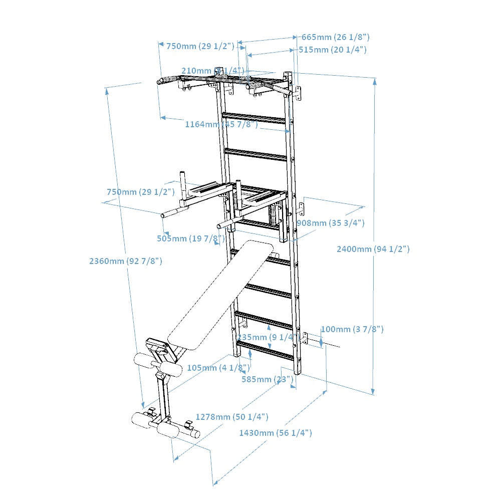 Gymnastic ladder for home gym or fitness room  BenchK 723B