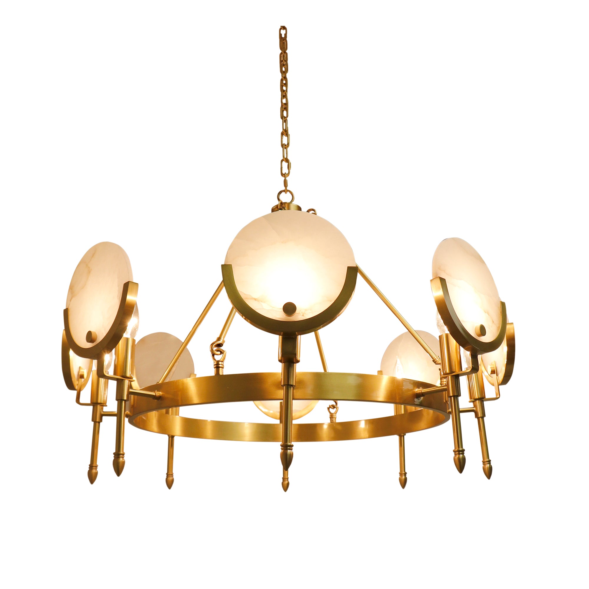 Pasargad Home Vendome Glass & Steel Chandelier Light Gold