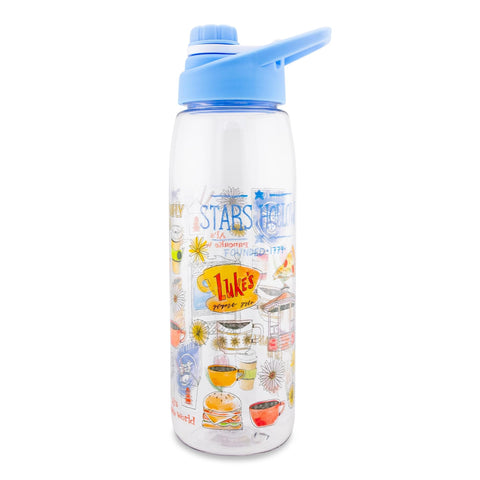 Silver Buffalo Gilmore Girls Stars Hollow Icons Water Bottle With Screw-Top Handle Lid | Large Plastic Sports Jug | Holds 28 Ounces