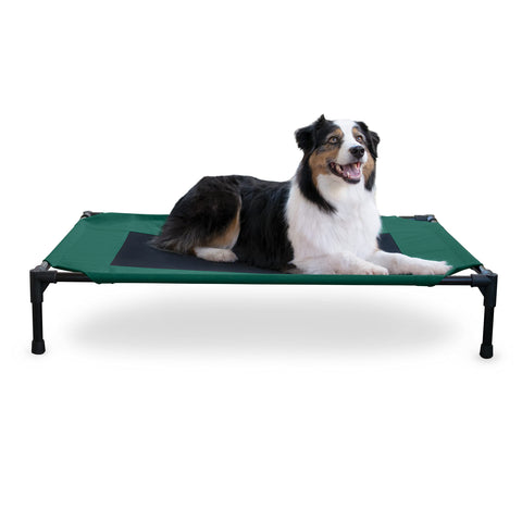 K&H Pet Products Outdoor Elevated Dog Cot, Breathable Cooling Elevated Cot Hammock Pet Bed for Large Dogs, Washable Mesh Cover, Raised Metal Frame, Collapsible, Portable - Large 42 X 30in Green