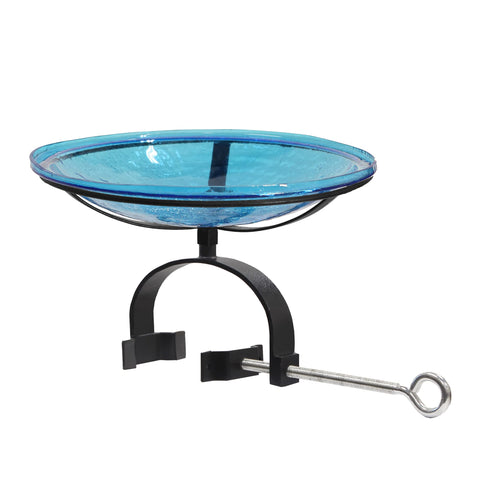 Achla Designs 201-1034 14" Teal Crackle Glass Rail Bracket Birdbath