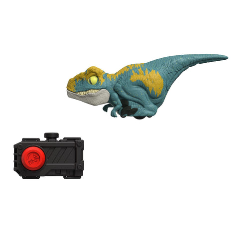 Mattel Jurassic World Dominion Uncaged Dinosaur Toy with Clicker-Controlled Motion & Sound, Click Tracker Velociraptor 'Blue' Dino Action Figure