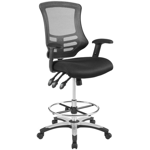 Modway Calibrate Mesh Drafting - Reception Desk Chair - Tall Office Chair in Black