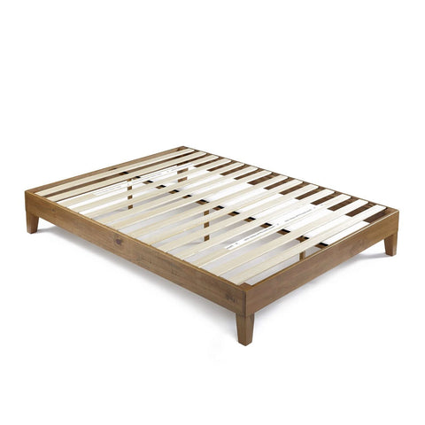 Fast Furnishings King Size Modern Platform Bed Frame in Rustic Pine Finish