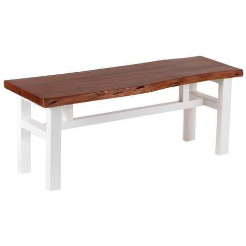 Buffalo Tools AWLEB46W: Acacia Live Edge 46 inch Bench - White