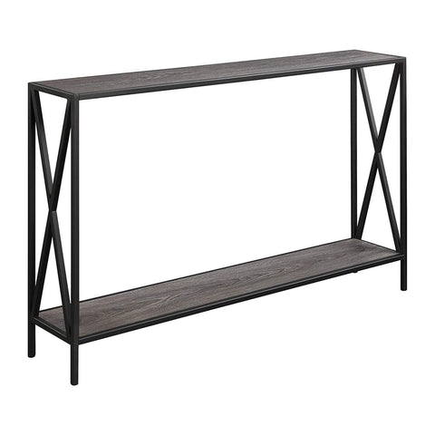 Convenience Concepts Tucson Console Table 47.25" - Modern Sofa Table with Storage Shelf, Entryway Hall Table for Living Room, Weathered Gray/Black