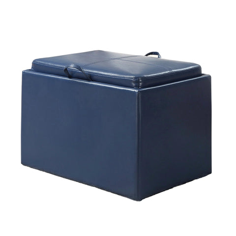 Convenience Concepts Designs4Comfort Accent Storage Ottoman, 22.75 x 15.75 x 16, Blue Faux Leather