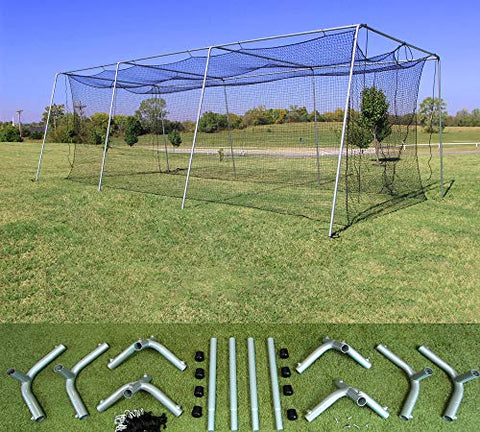 Cimarron Sports Outdoor #24 Batting Cage Twisted Polymer Netting and Frame Corners - 30'x12'x10'