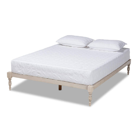 Baxton Studio Iseline Queen Size White Finished Wood Platform Bed Frame