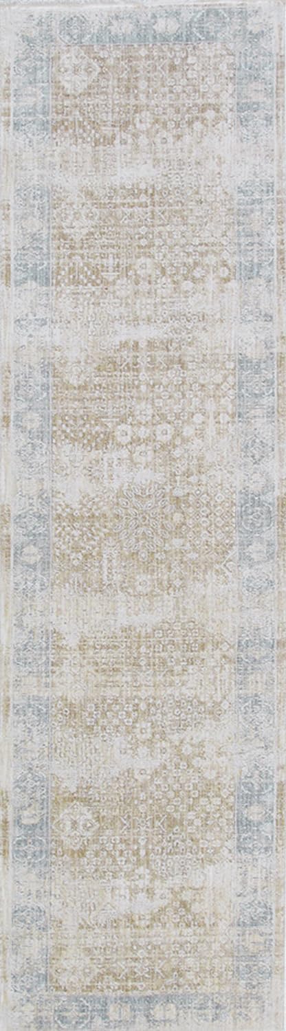 Pasargad Home Turkish Eterna Design Area Rug - Transitional, Beige/L. Blue 2' 2'' X 8' 0'' - Elegant & Durable for Living Room, Bedroom, or Office