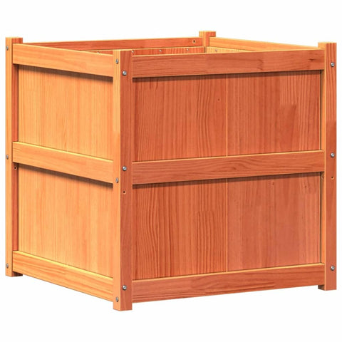 vidaXL Solid Pine Wood Garden Planter - Square Flower Box - Wax Brown Finish - 27.6" x 27.6" x 27.6"